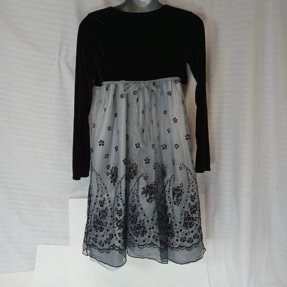 MARC & MADDIE Size 16 Black Fully-Lined Floral Accents Long Sleeve Dress Lace - Picture 10 of 16